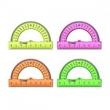Линейка-Транспортир  8см пласт 180гр Neon cristal, прозрачный Стамм (20)