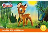 Альбом д/рис 12л скрепка schoolФОРМАТ  Пушистые зверята,Медвежата (80)