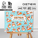 Скетчбук 40л А4 д/рис спираль карт/обл белая бумага ArtFox Корги (1/50)