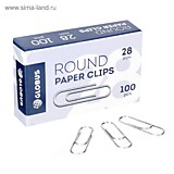 Скрепки 28мм (100шт) GLOBUS Оцинкованные б/покрытия к/уп