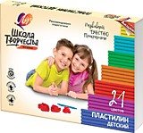 Пластилин 21цв 420г Луч ШКОЛА ТВОРЧЕСТВА со стеком
