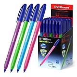 Ручка шар однораз ErKr Neon,Pastel U-108 1,0мм трехгр/цв/полос/корп син, асс (1/50)