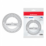 Линейка-Транспортир 10см,12см пласт проз 360гр ErKr Clear,СТАММ