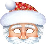 НГ Маска Дед Мороз,Снегурочка,Медведь,Зайчик,Лисичка,Волк,Щенок, картонная (с блесками) (1/10)