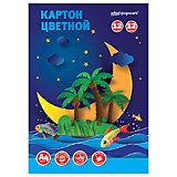 Картон немел 12цв 12л 1стор schoolФОРМАТ Школьный в папке 190г/м2